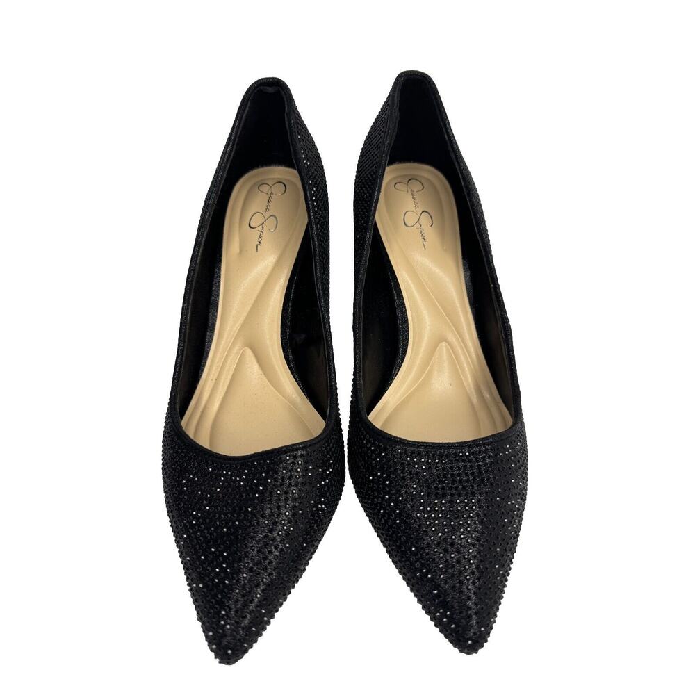 NEW Jessica Simpson Black Rhinestone Heels Lindiza Model Women's US Size 9M